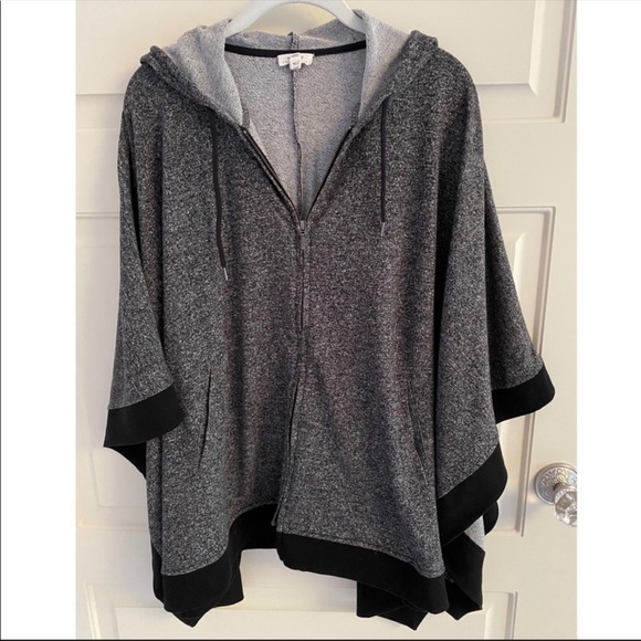 Soft Joie gray & black draped zip up sweatshirt - Picture 1 of 8